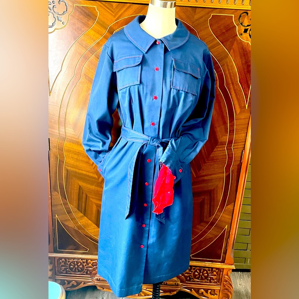 1960s the Spectator Blue Shirt Dress